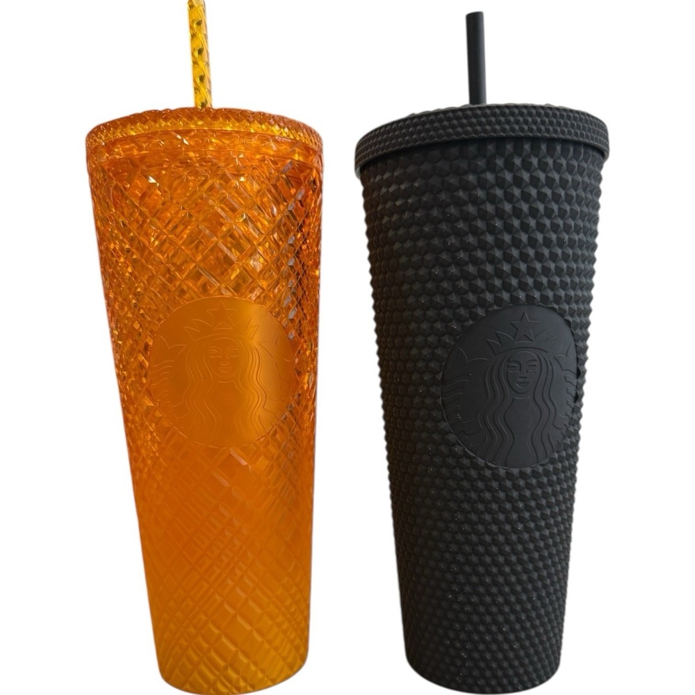 Starbuck's Fall 2019 Black & Summer 2022 Jewel Cut Orange Mango 24oz Tumbler